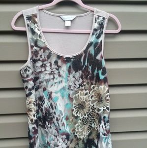 Christopher & Banks Floral Shimmer Sequins Tank